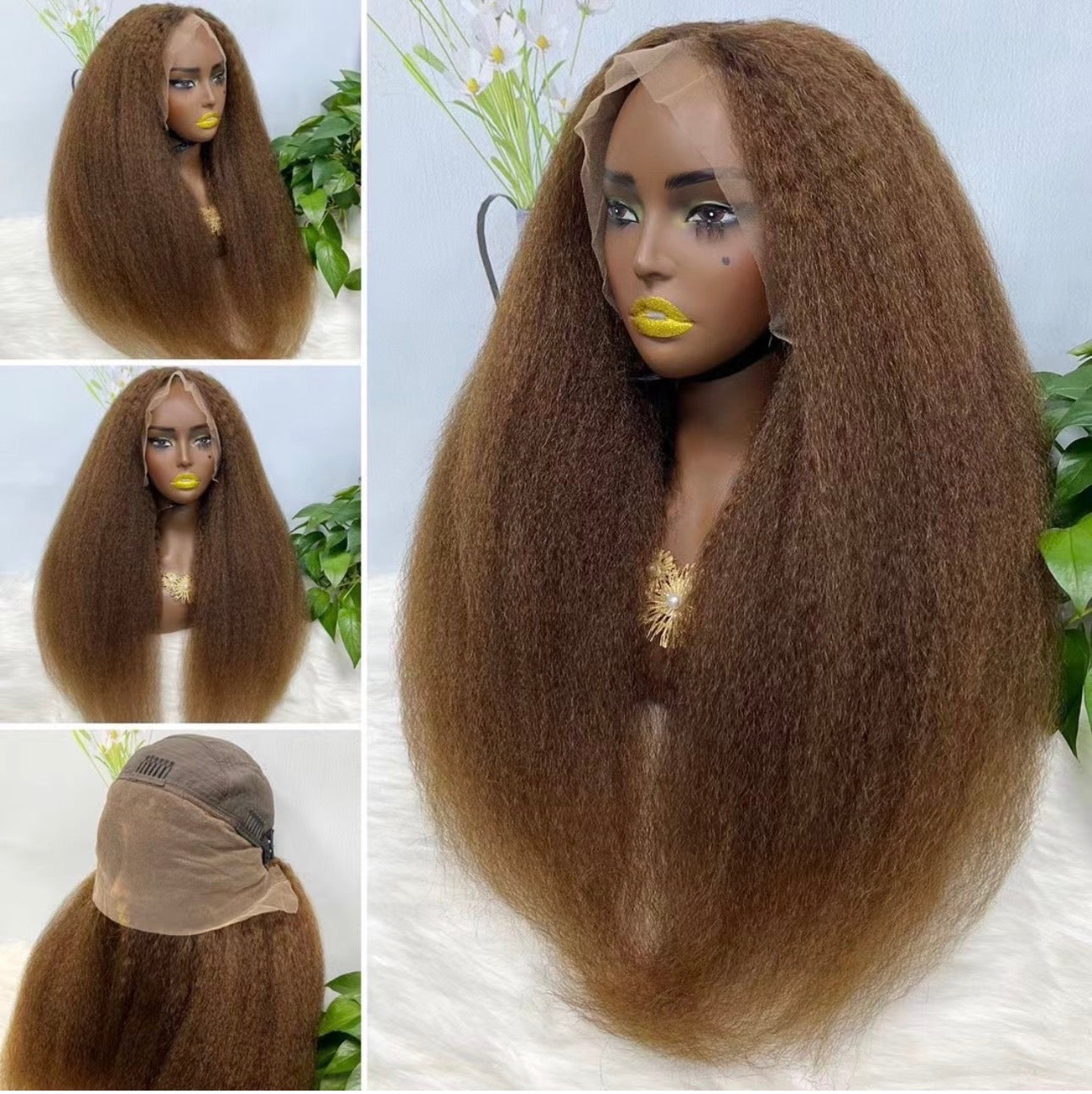 11A Yaki Straight HD Lace Front Wig – Natural Brown | 180% Density