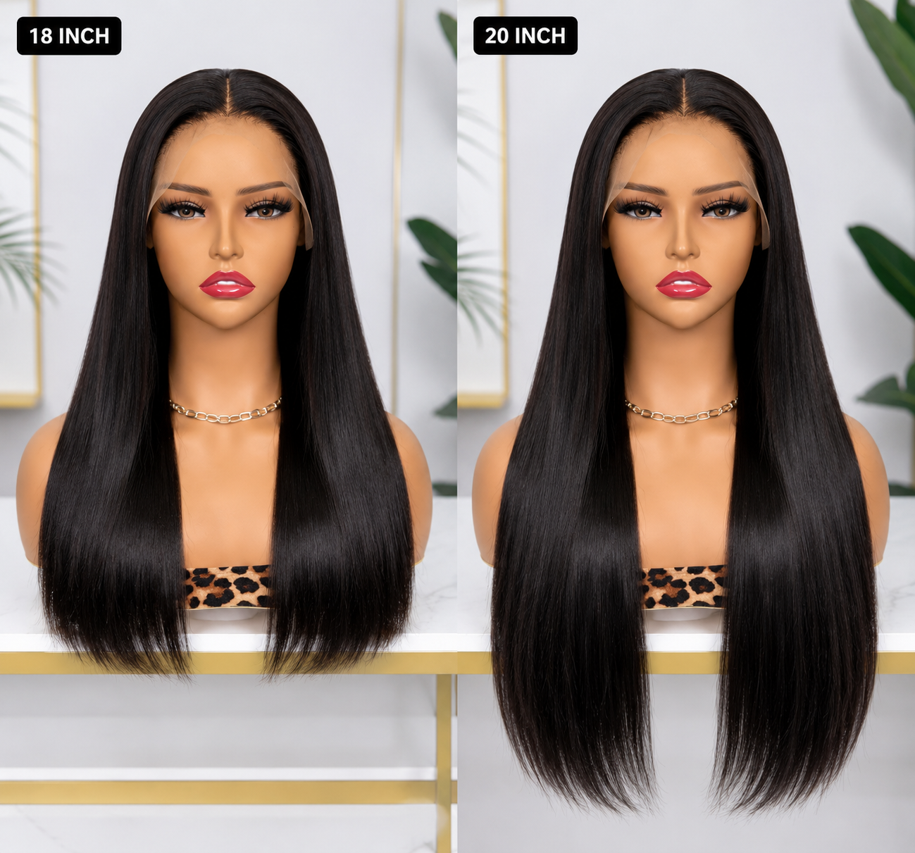 12A Bone Straight HD Lace Front Wig – #1B Natural Black