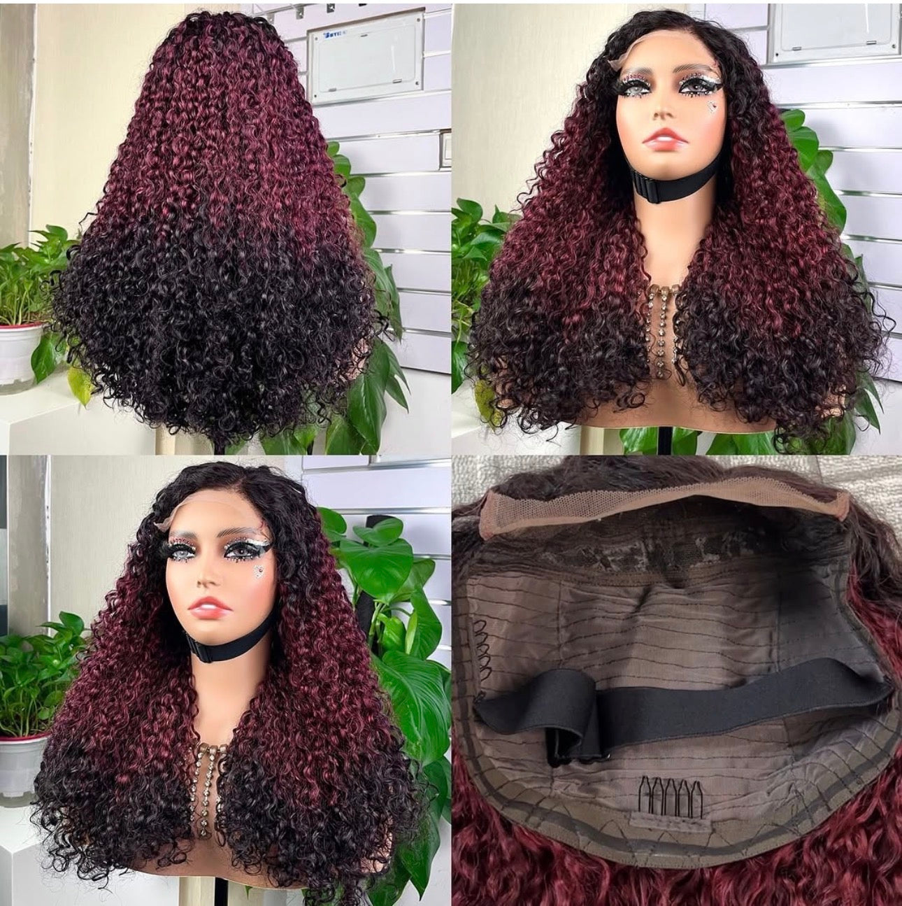 Luxury 12A 5x5 Glueless Pixie Curly HD Lace Wig | Burgundy Ombre | 210% Density