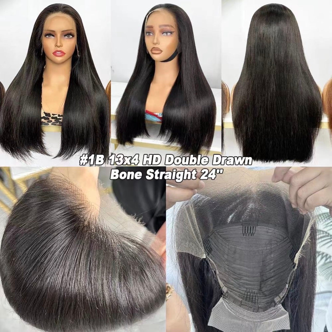 12A Bone Straight HD Lace Front Wig – #1B Natural Black
