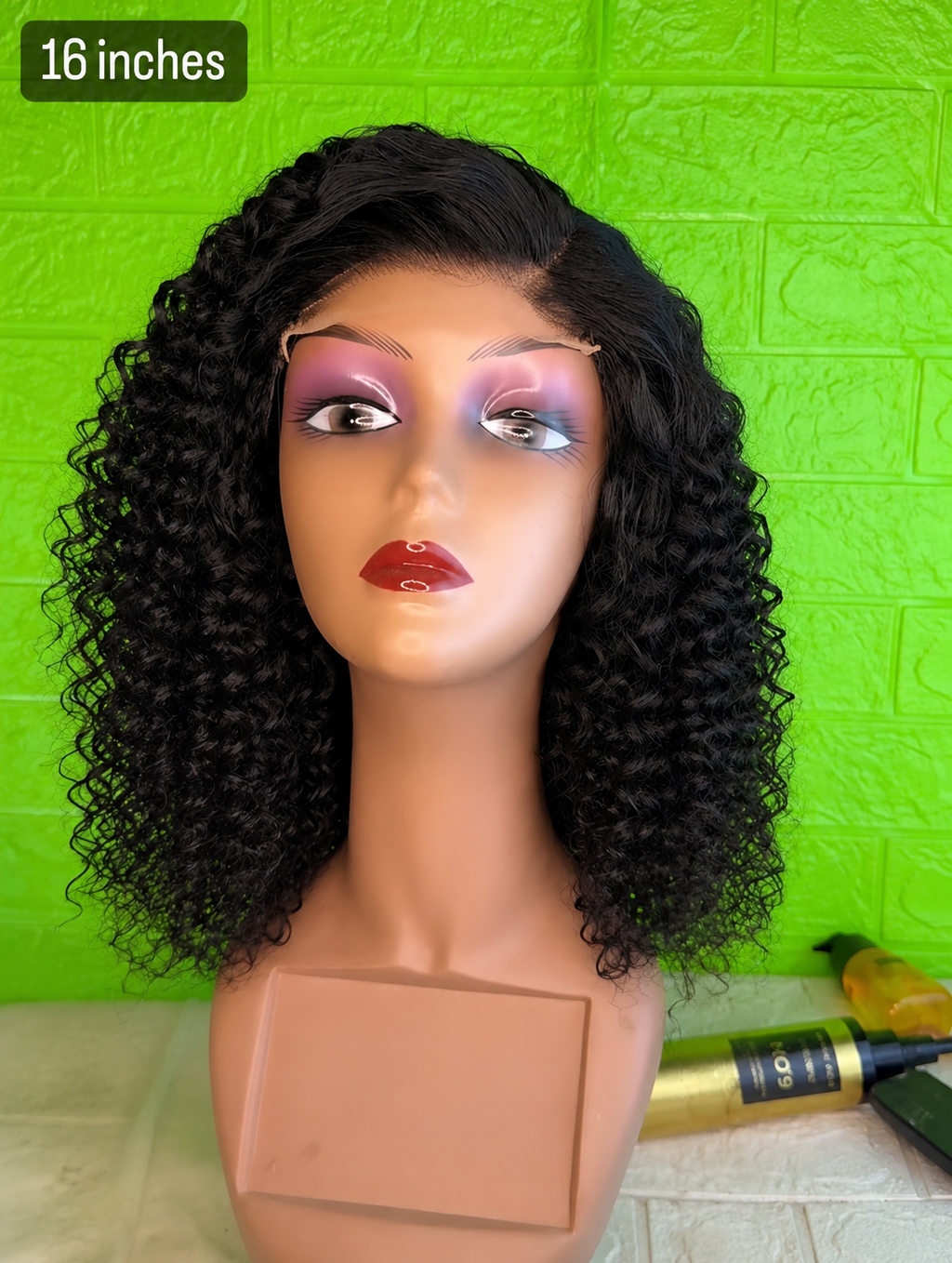 16-Inch Jerry Curly 4×4 Glueless Human Hair Wig – 190% Density