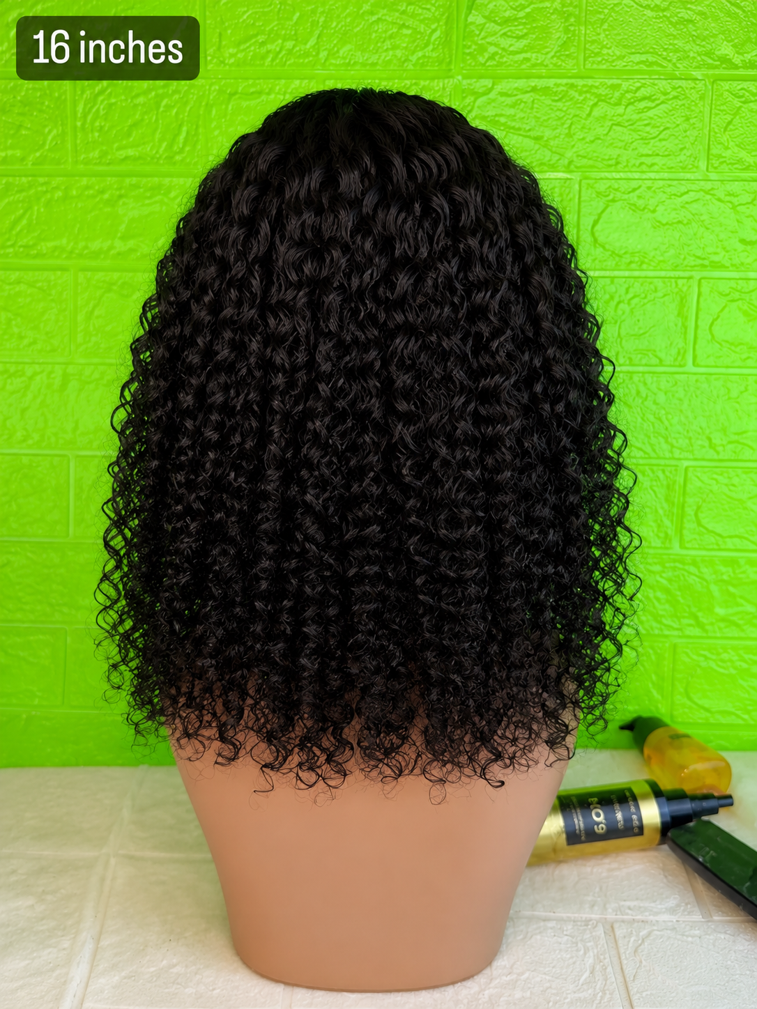 16-Inch Jerry Curly 4×4 Glueless Human Hair Wig – 190% Density