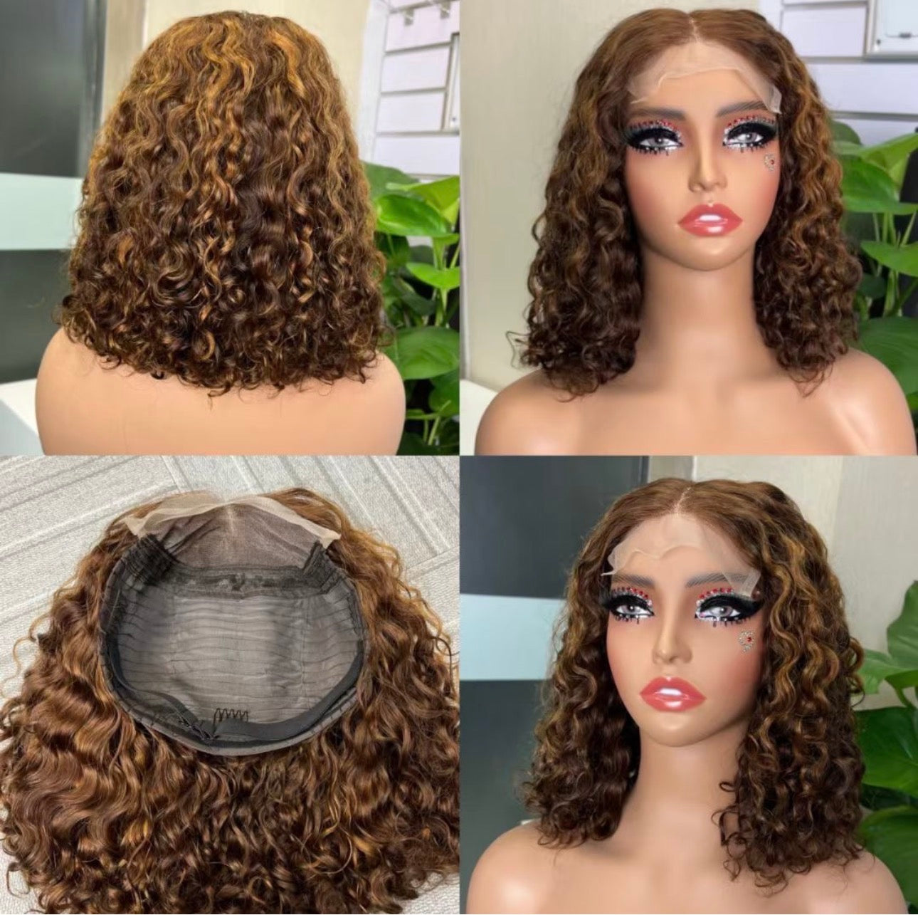 12A 5x5 TP Glueless Water Wave Bob Wig – 12” | 210% Density