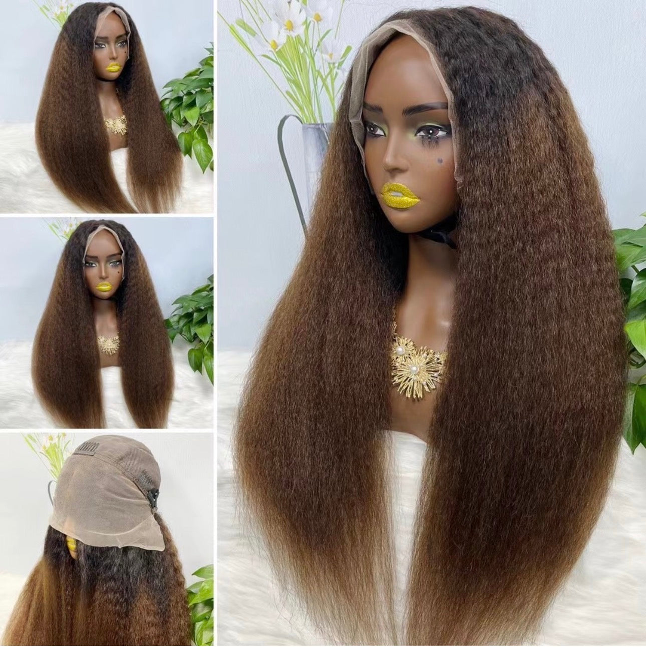 11A Yaki Straight HD Lace Front Wig – Natural Brown | 180% Density