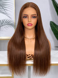 12A HD Lace Bone Straight Wig – #4 Brown | 24 Inches | 200% Density