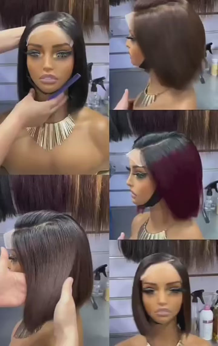 HD Lace Straight Bob Wig – 100% Human Hair ,10 Inches
